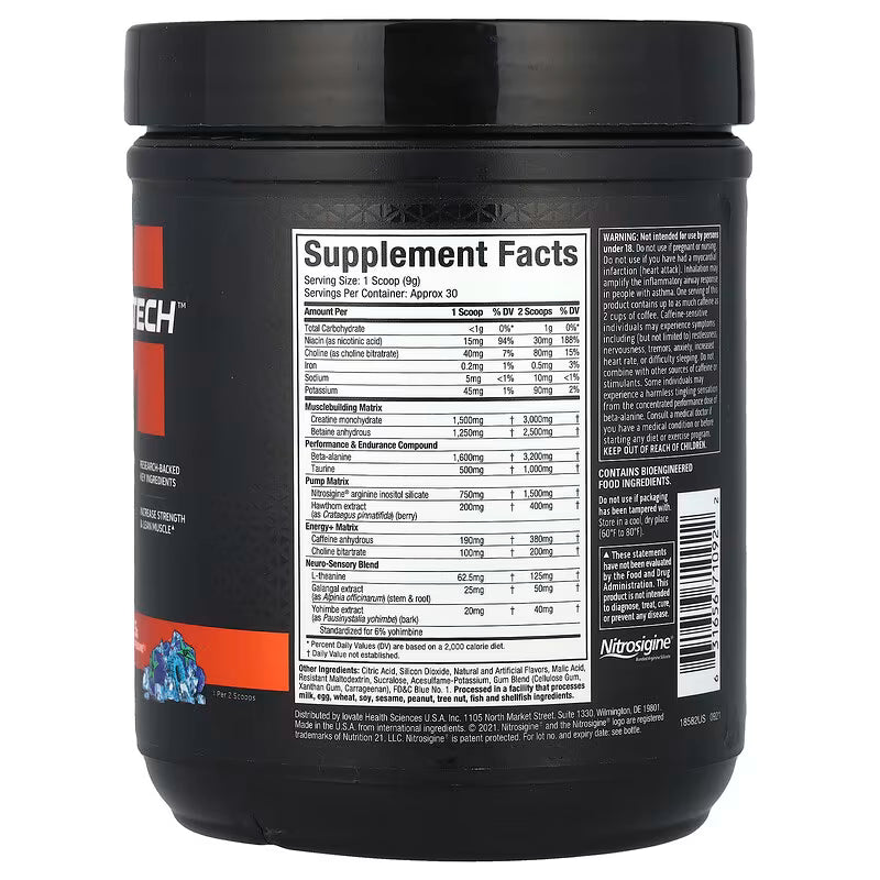 MuscleTech VaporX5 Pre‑Workout Blue Razz Freeze