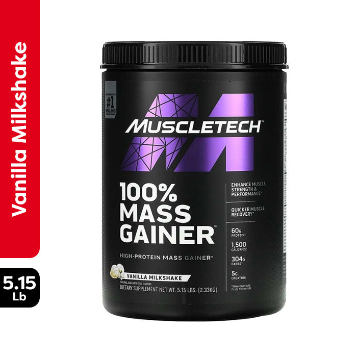 MuscleTech 100% Mass Gainer Vanilla Milkshake – 5.15 lbs